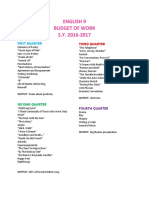 English 9 Budget of Work For S