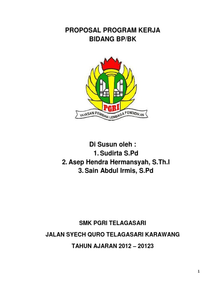 Proposal Program Kerja BP/BK SMK PGRI | PDF | Karier & Perkembangan ...