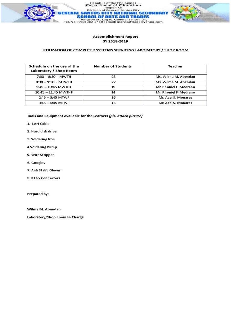 Computer Lab Utilization Report 2018-19 | PDF