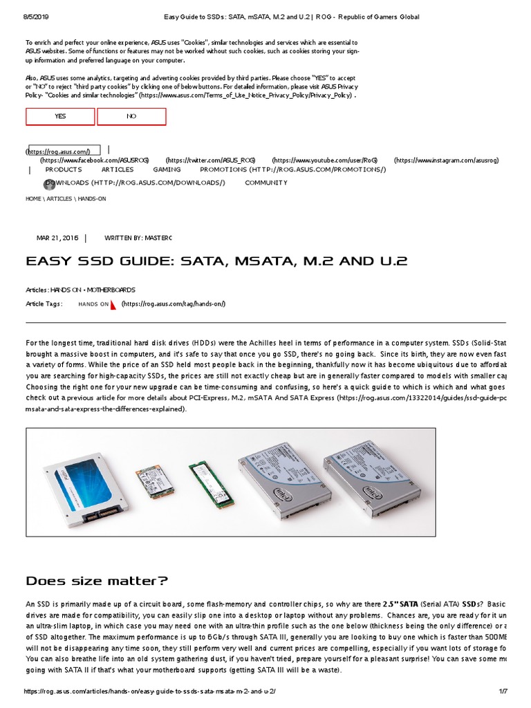 Easy Guide To SSDs SATA, MSATA, M.2 and U.2 ROG Republic of
