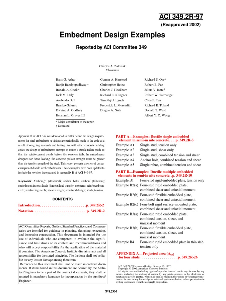 Embedment Design Examples: ACI 349.2R-97 | PDF | Structural Steel | Screw