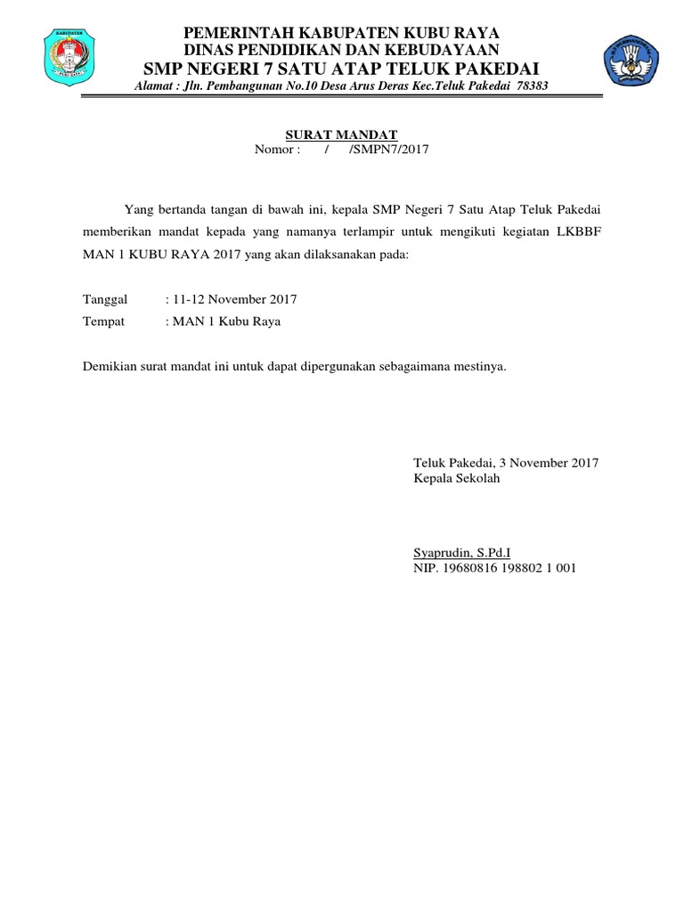 Surat Mandat Lkbbf 2017docx
