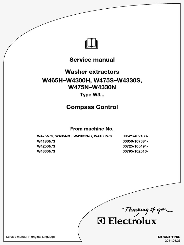 Electrolux W645H-W4300H, W4180N - S, W4130N - S, W4250N - S 233165 PDF ...