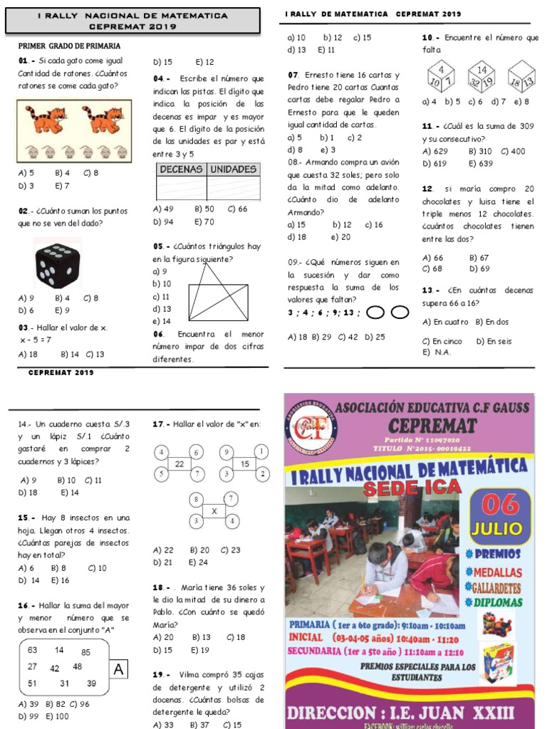 Rally Nacional de Matemáticas 2019 | PDF | Fracción (Matemáticas) | Números