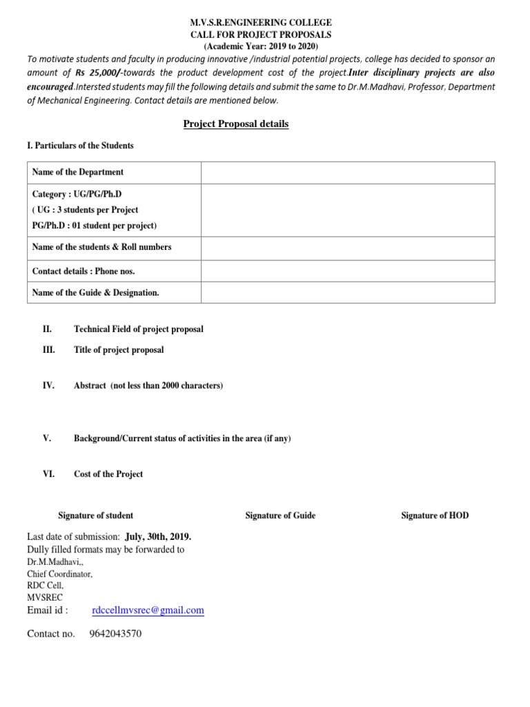 MVSREC 2019-2020 Project Proposal Call | PDF
