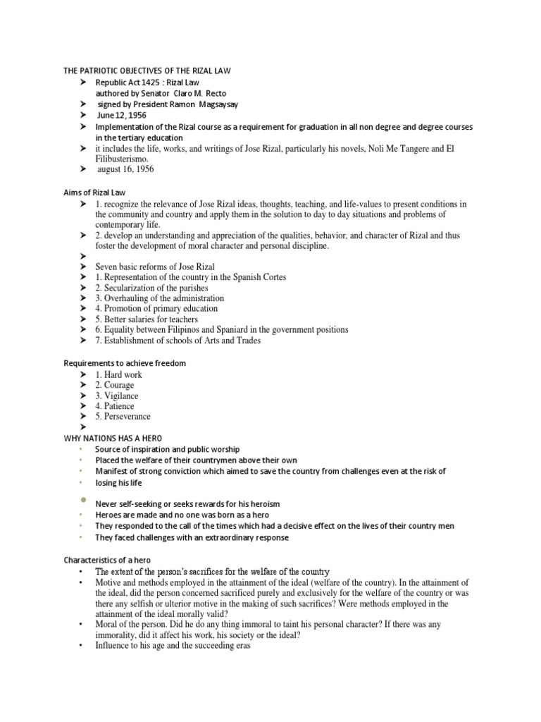 2. the Patriotic Objectives of the Rizal Law Philippines