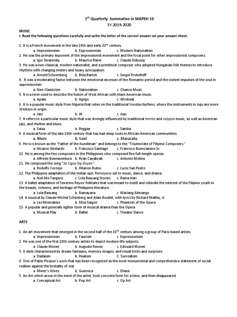 creative writing summative test answer key 1st quarter