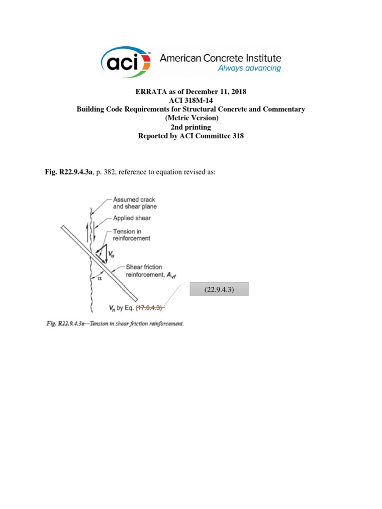 ACI 318M-14 Errata Update 2018 | PDF