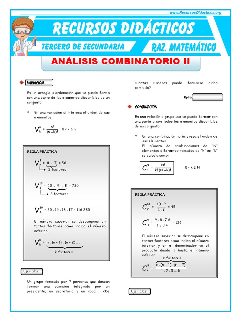Ejercicios de Análisis Combinatorio | PDF | Ocio | Deportes
