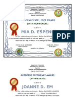 Mia D. Espenile: Academic Excellence Award