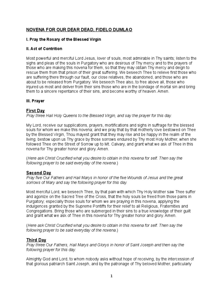 Novena For Our Dear Dead | PDF | Lord's Prayer | Jesus