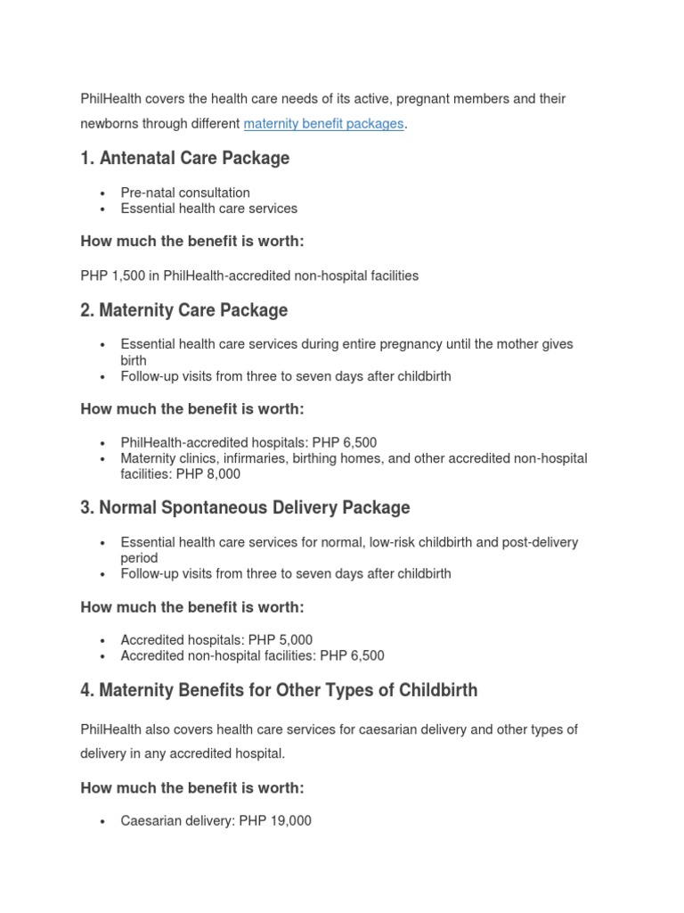 Antenatal Care Package: How Much The Benefit Is Worth | PDF ...