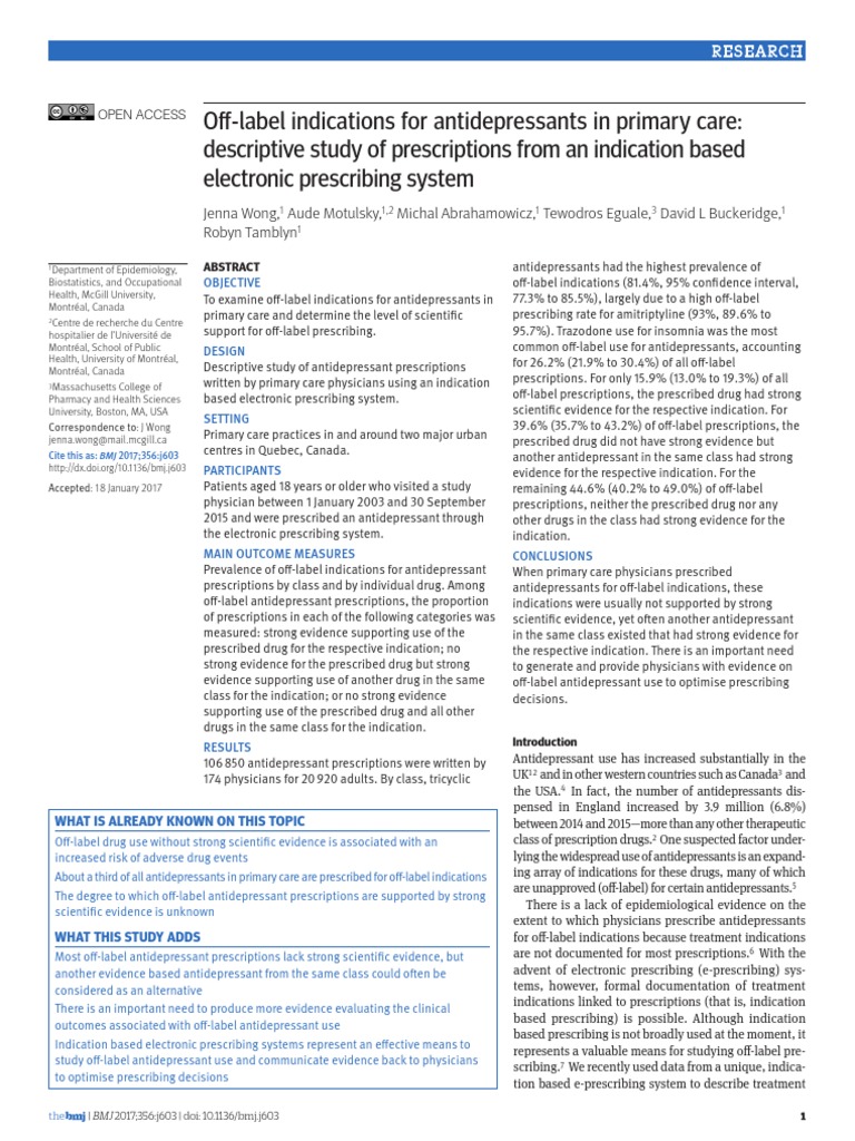 Off Label PDF Antidepressant Prescription Drugs