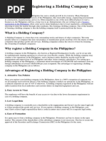Advantages of Registering a Holding Company in the Philippines