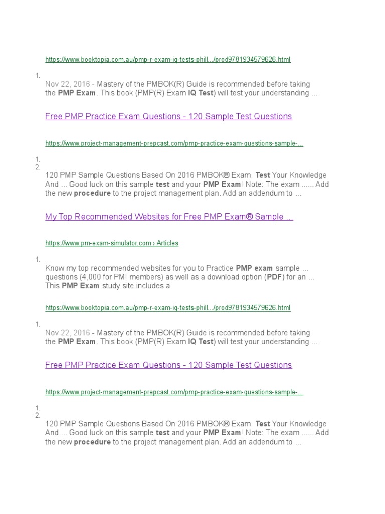Free Pmp Exam Questions Pdf