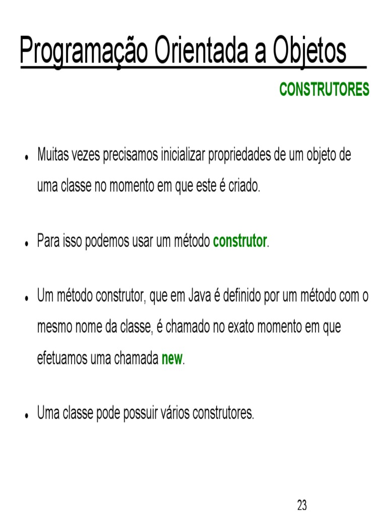 Construtores em Java: Definição e Uso | PDF | Programação orientada a ...