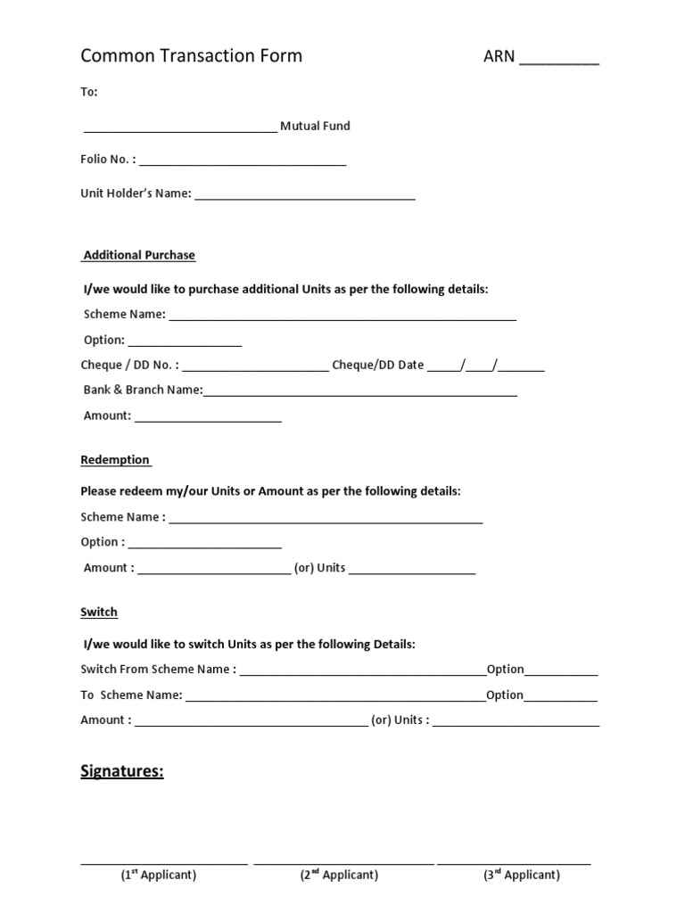 Common Transaction Form Pdf