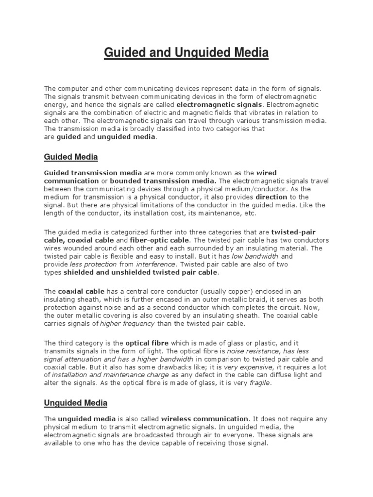 5guided and Unguided Media | PDF | Transmission Medium | Coaxial Cable