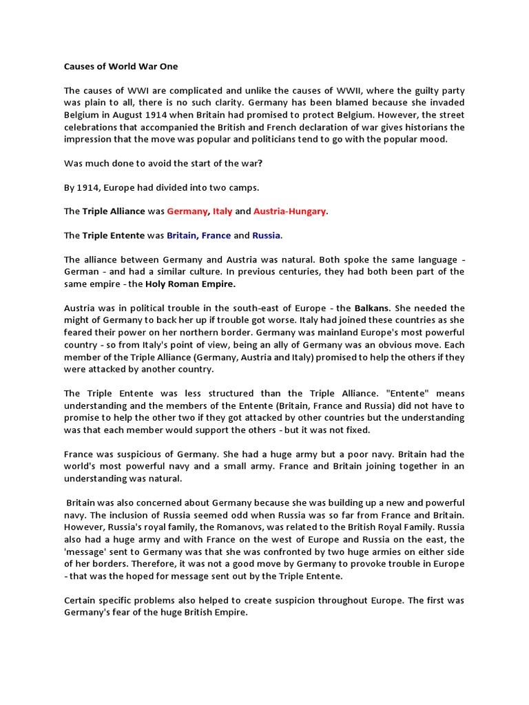 Causes of World War One | PDF | British Empire | Allies Of World War I