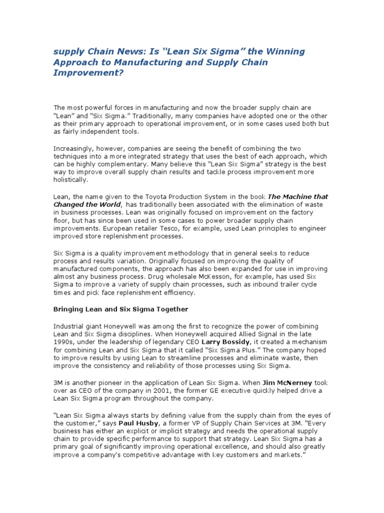 Lean Six Sigma in Supply Chain Success | PDF | Six Sigma | Business