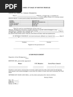 Deed of Sale of Motor Vehicle