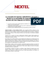 La concesión de espectro radioeléctrico otorgada a Nextel no es susceptible de suspenderse por la decisión del Juez Segundo de Distrito en Coahuila