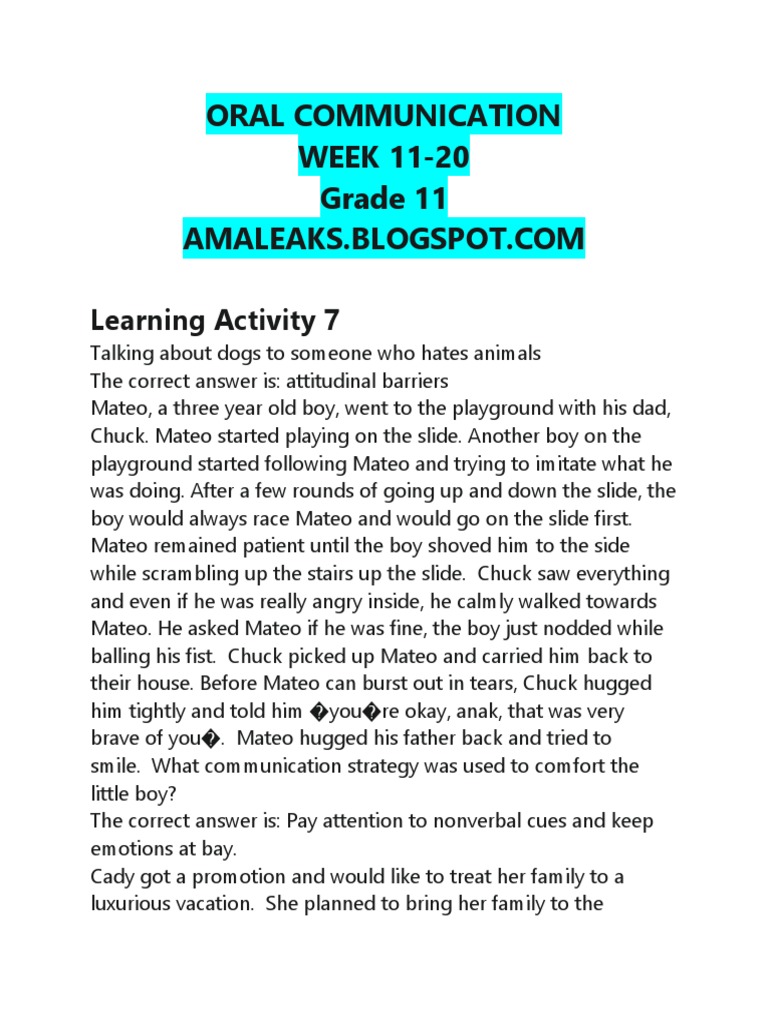 Oral Communication Grade 11 Week 1120 (1