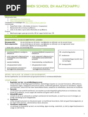 De Leraar Binnen School En Maatschappij Samenvatting Pdf