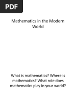 Mathematics in The Modern World L1