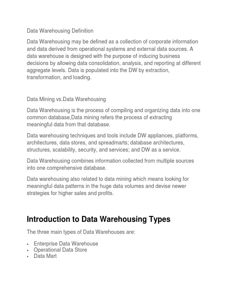 Data Warehousing for Business Analysts | PDF | Data Warehouse ...