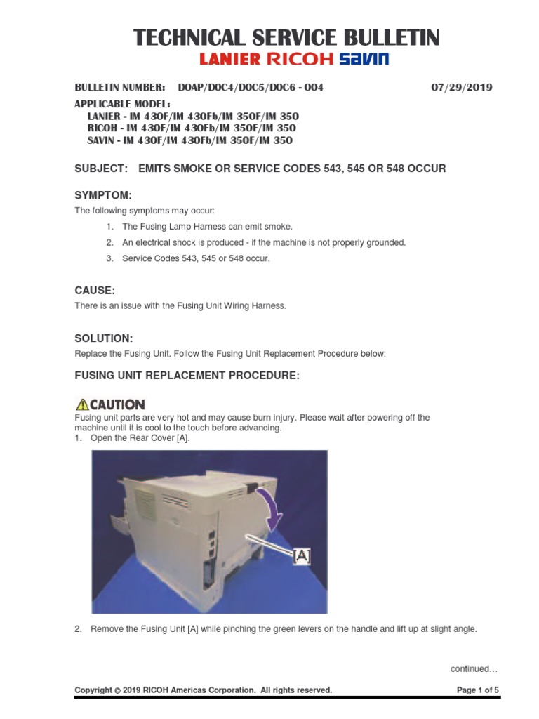 set fusing unit correctly ricoh