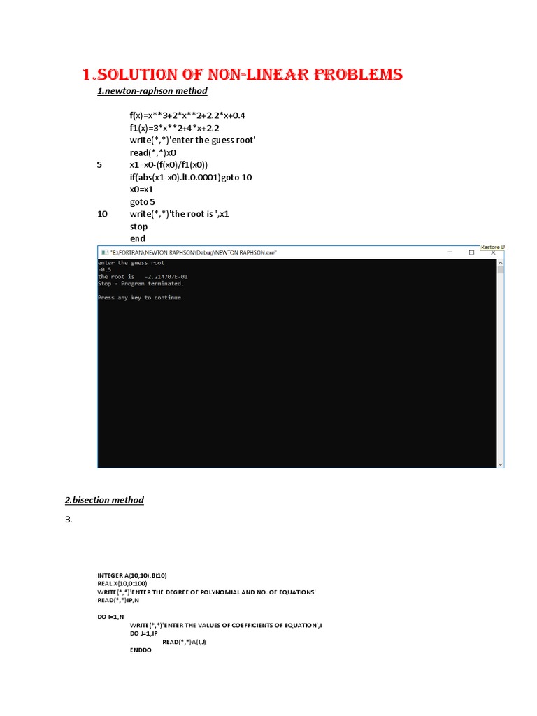 Solution of Non-Linear Problems: 1.newton-Raphson Method | PDF