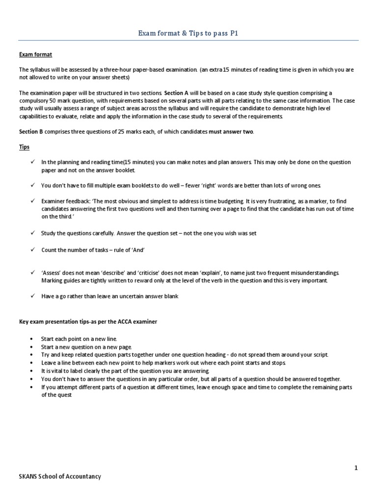 P1 Exam Format and Success Tips | PDF | Test (Assessment) | Question
