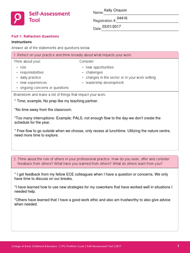 Cpl Self Assessment Tool 17 19 Early Childhood Education Leadership