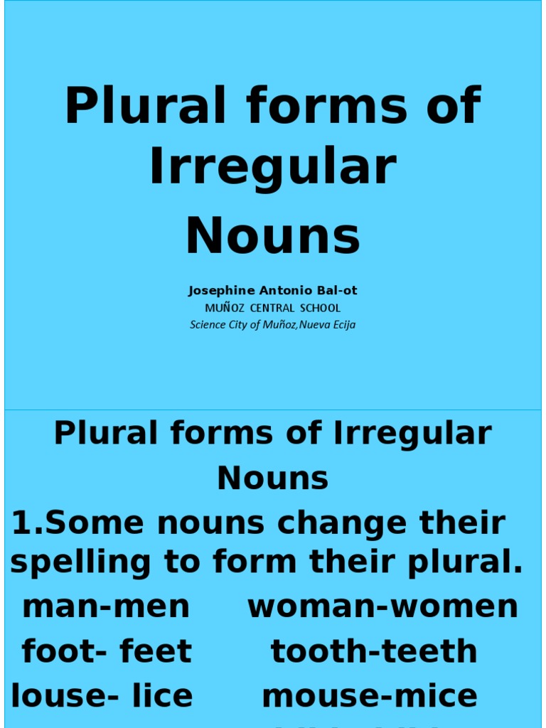 forming plural form of irregular nouns