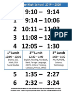 2019-20 Gbhs Bell Schedule and Calendar