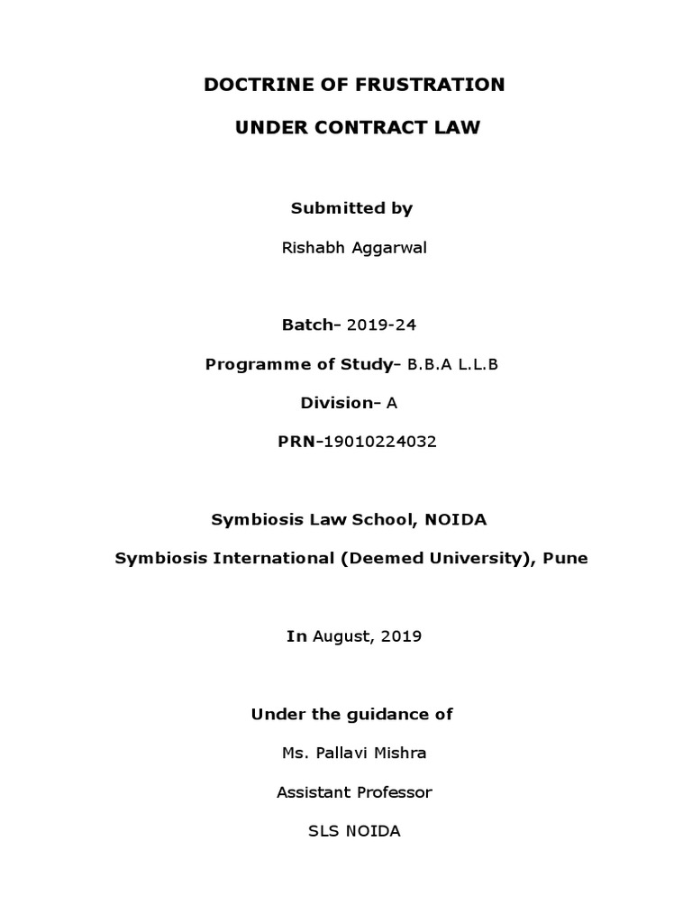 Doctrine of Frustration in Contract Law | PDF | Contractual Term | Doctrine