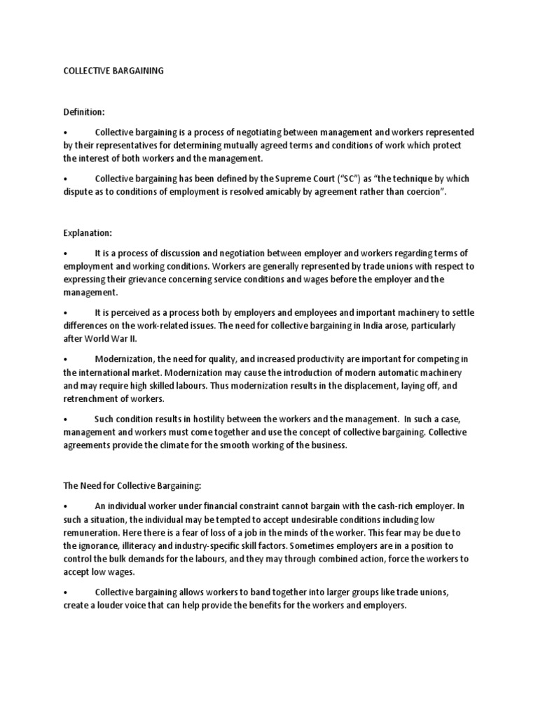 Collective Bargaining Assignment Pdf Collective Bargaining Employment