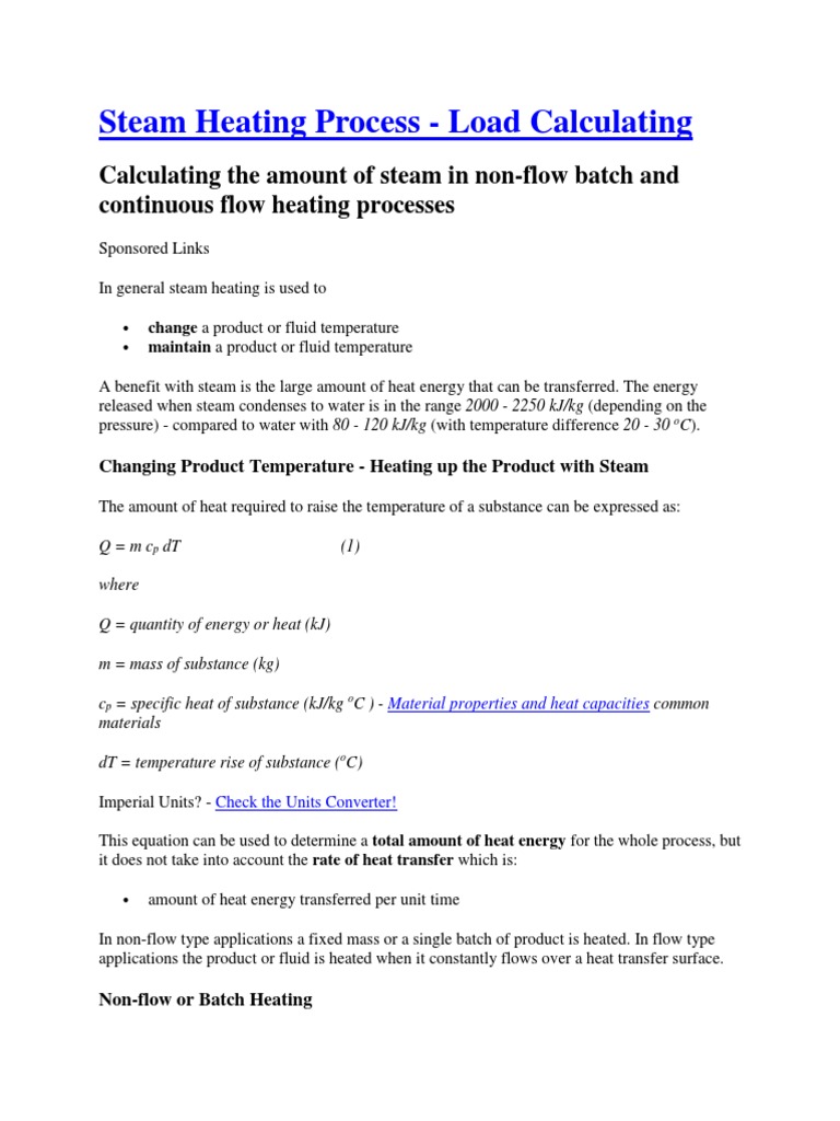 Specific Heat in Steam Heating | PDF | Steam | Heat