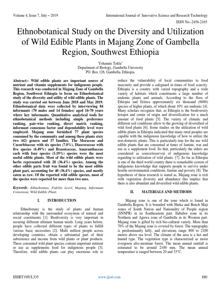 Ethnobotanical Study On The Diversity and Utilization of Wild Edible ...