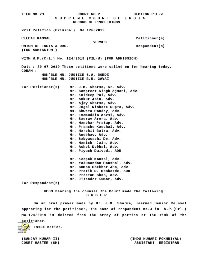 Identity of Accused in Sexual Offences Order 29 July, 2019 | PDF ...
