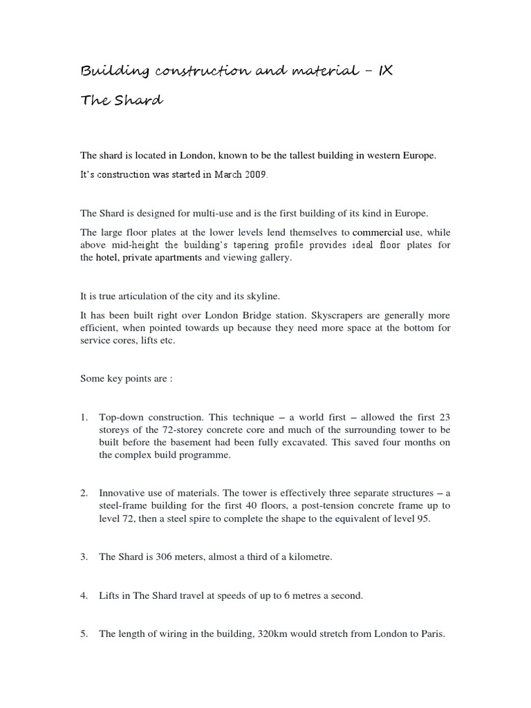 The Shard: Innovative Building Techniques | PDF | Deep Foundation ...