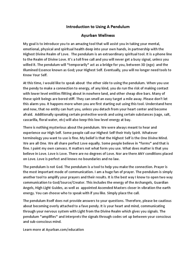 Using a Pendulum for Spiritual Guidance | PDF | Divinity | Love