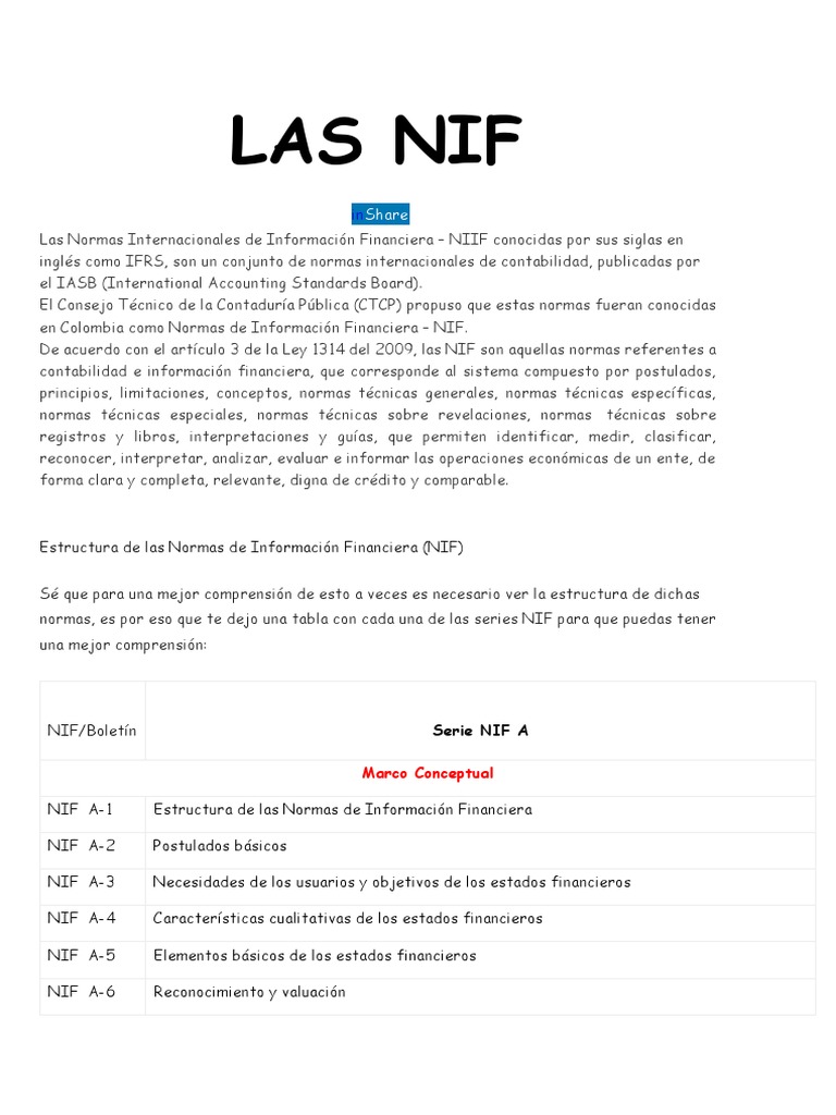Las Nif PDF normas internacionales de INFORMACION FINANCIERA