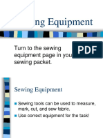 Sewing Equipment: Turn To The Sewing Equipment Page in Your Sewing Packet