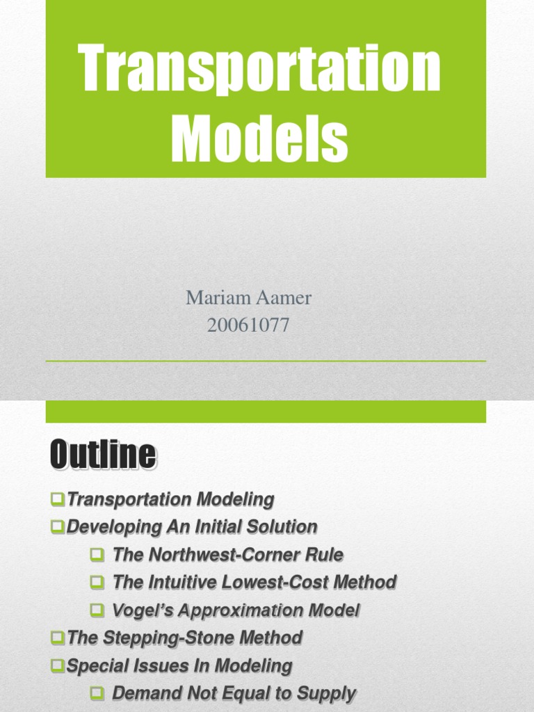 Transportation Modeling Techniques | PDF | Theoretical Computer Science ...