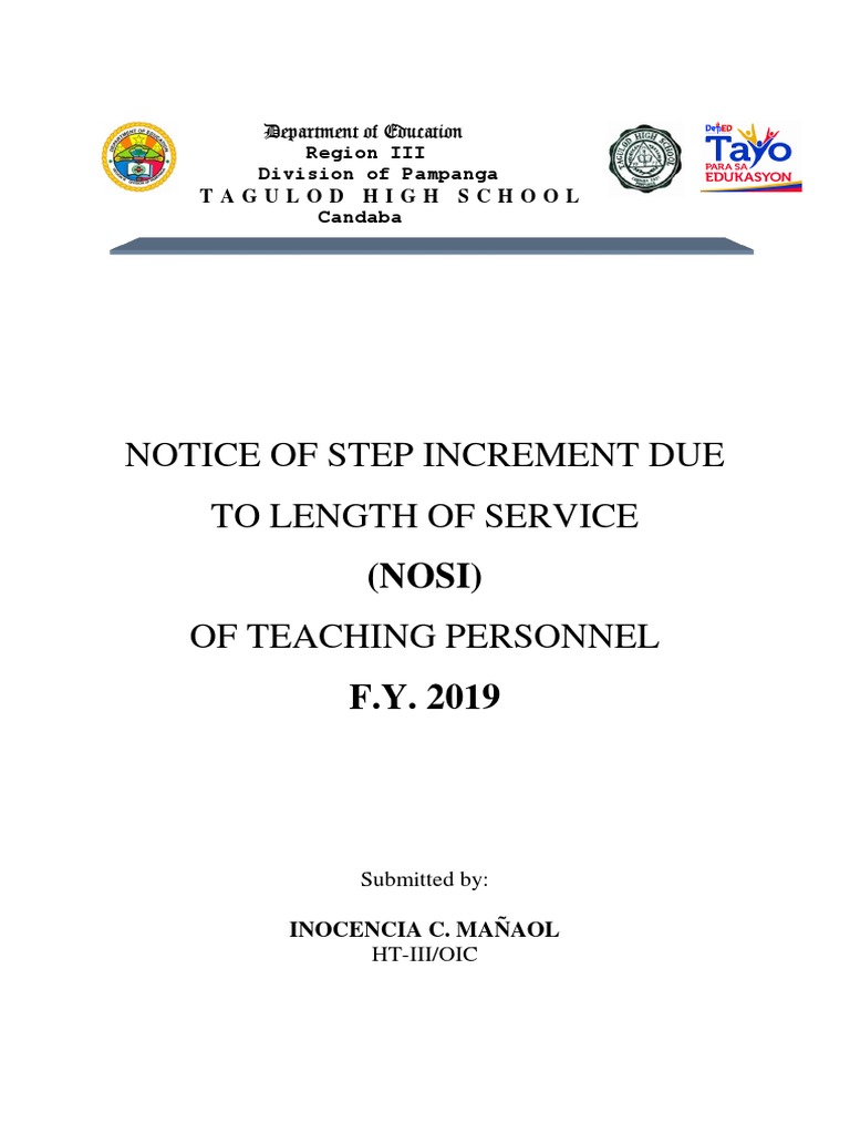 Notice of Step Increment for Teachers | PDF
