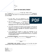 Affidavit of Non Employment