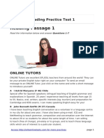 Reading Practice Test 1: Online Tutors and Recycling Guide
