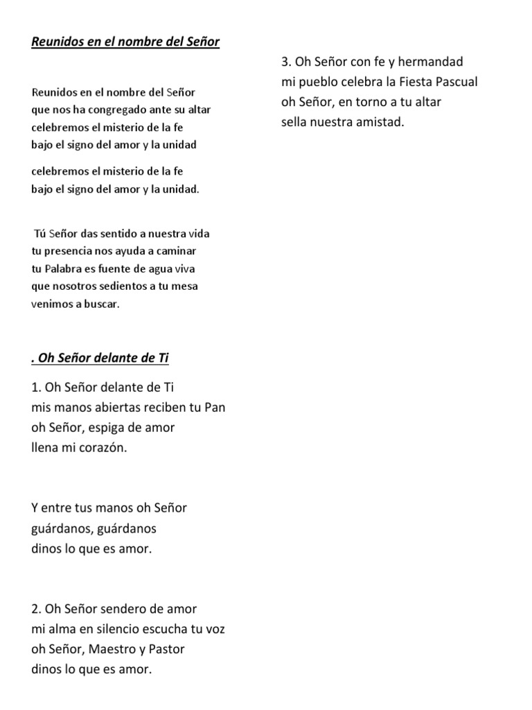 Reunidos en El Nombre Del Señor | PDF | Poesía